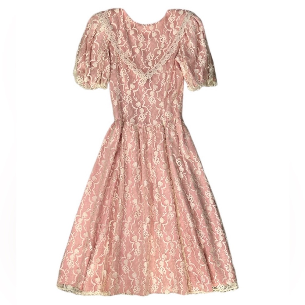 Gunne Sax • Jessica McClintock 80s Vintage Prairie Cottage Dress Lace Overlay